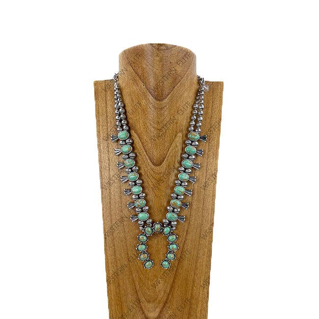 Green Stone Squash Blossom Necklace