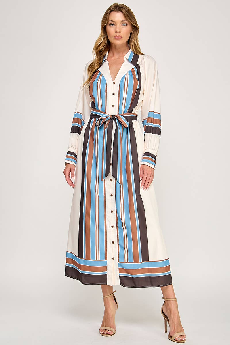 Jolene Belted Maxi Shirt Dress