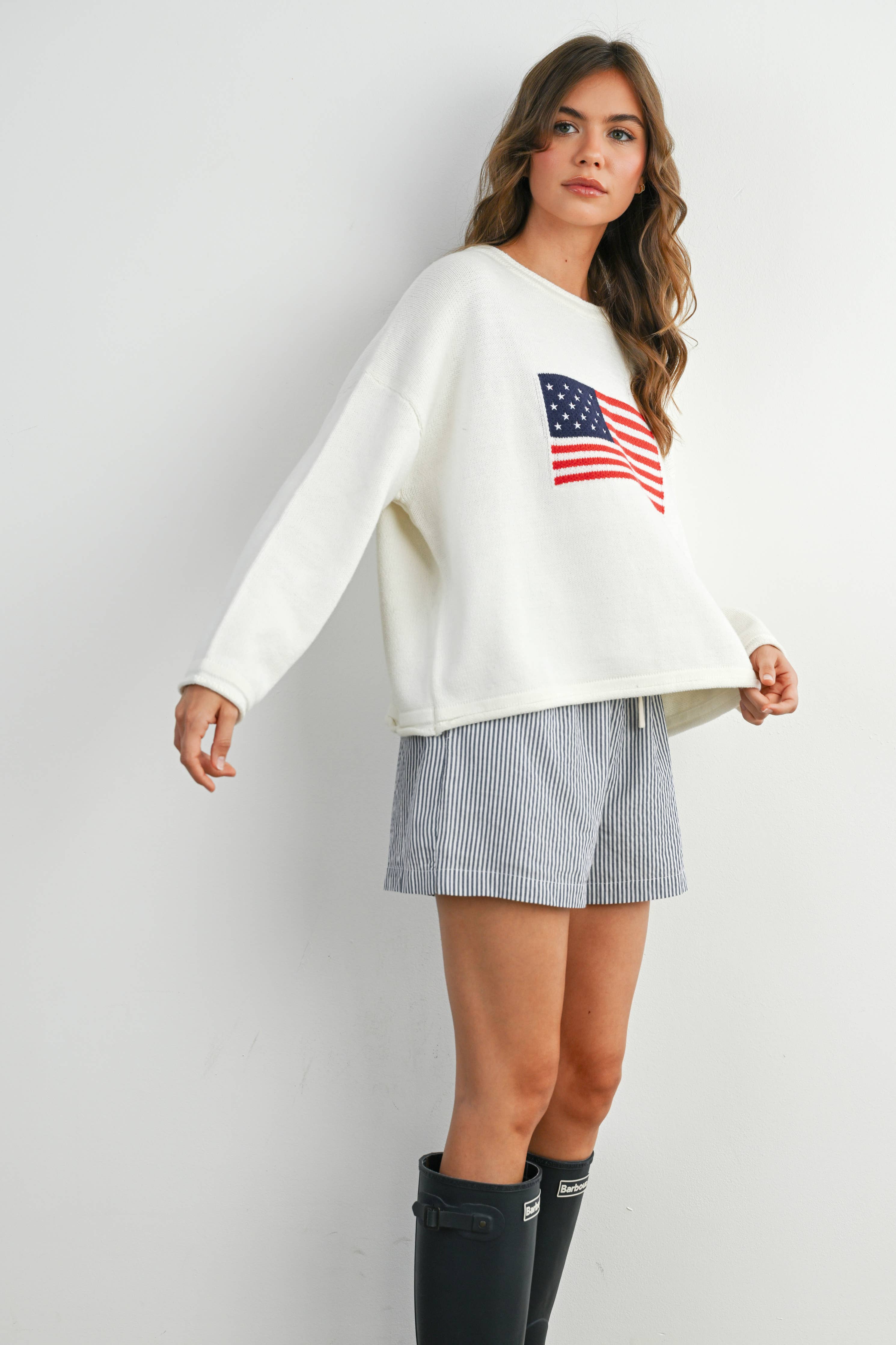 American Flag Roll Neck Sweater