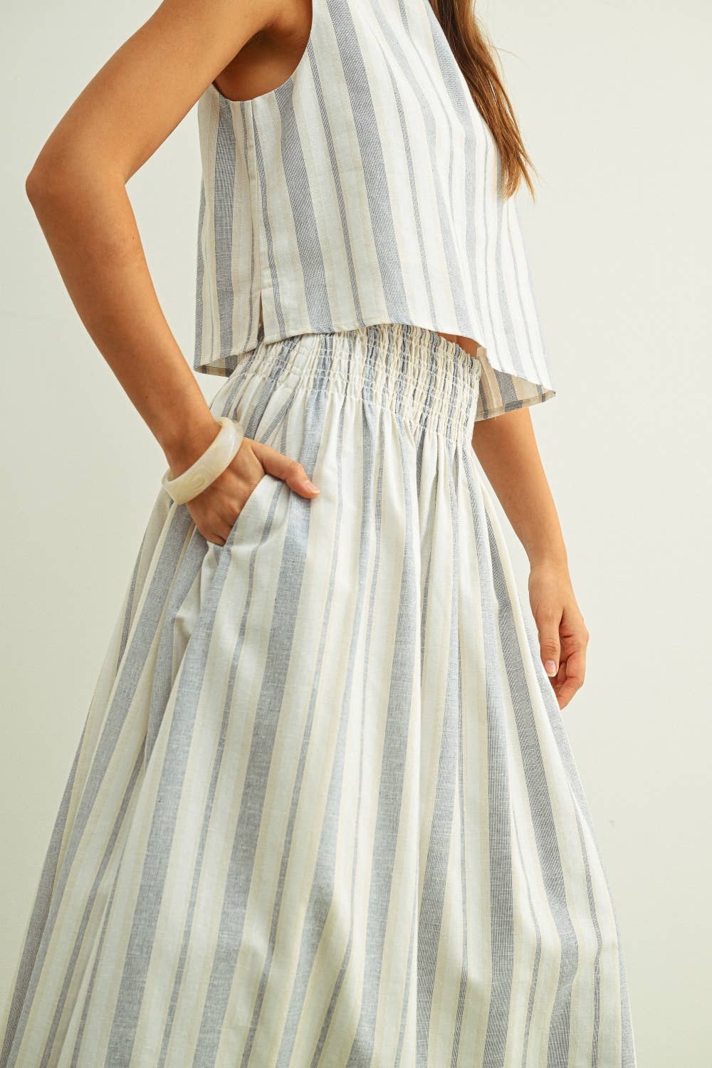 Blake Smocked Stripe Skirt