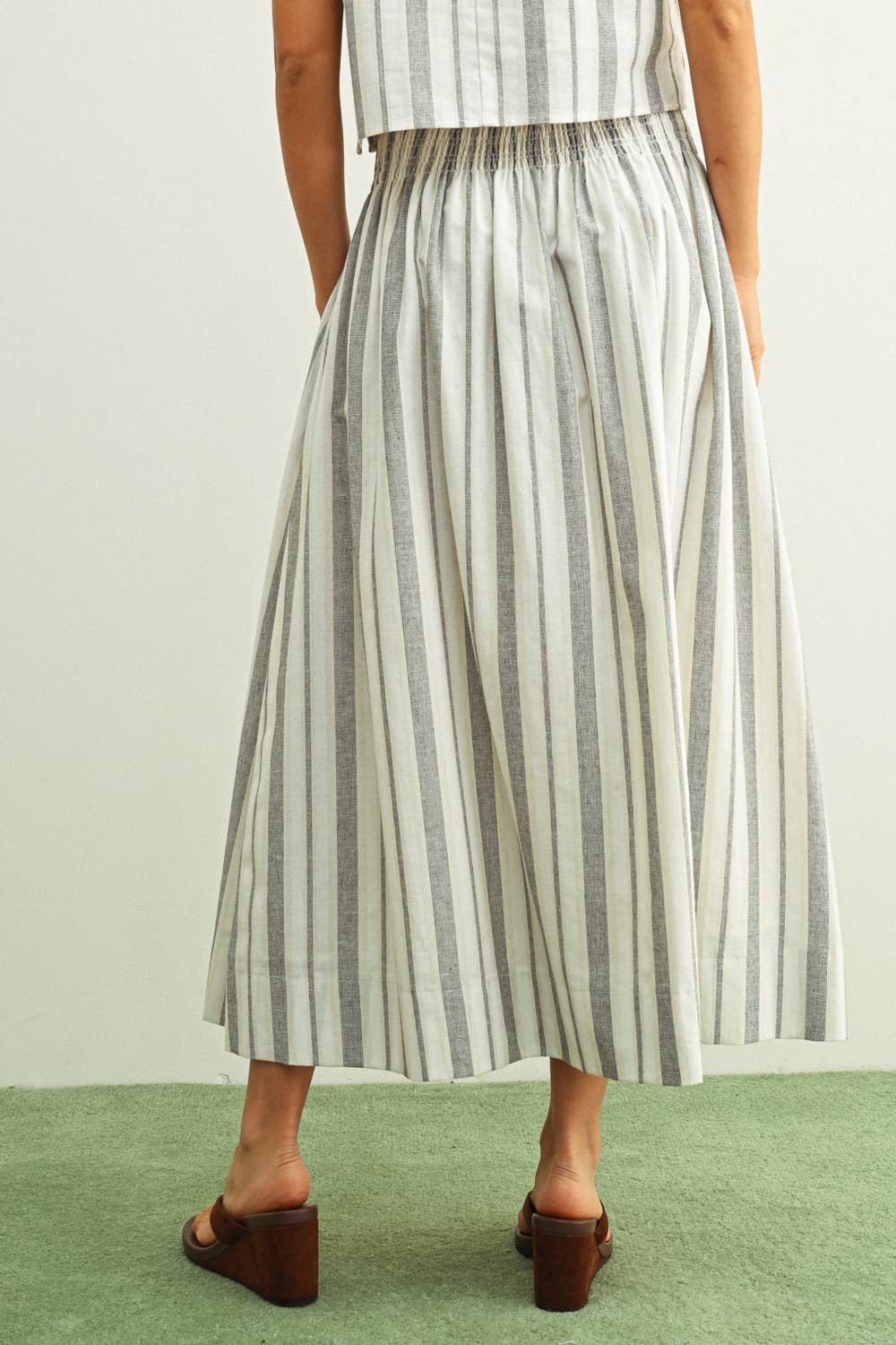 Blake Smocked Stripe Skirt