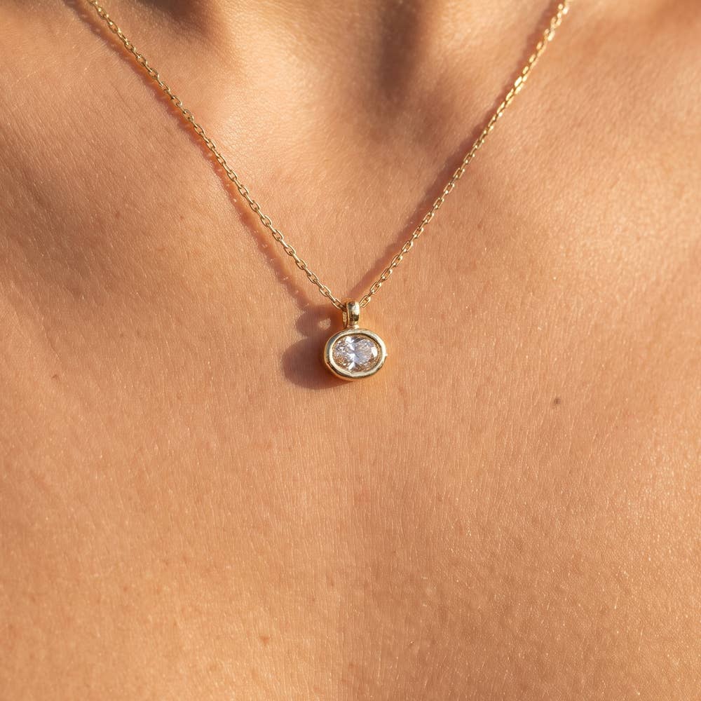 Dainty Oval Bezel Necklace