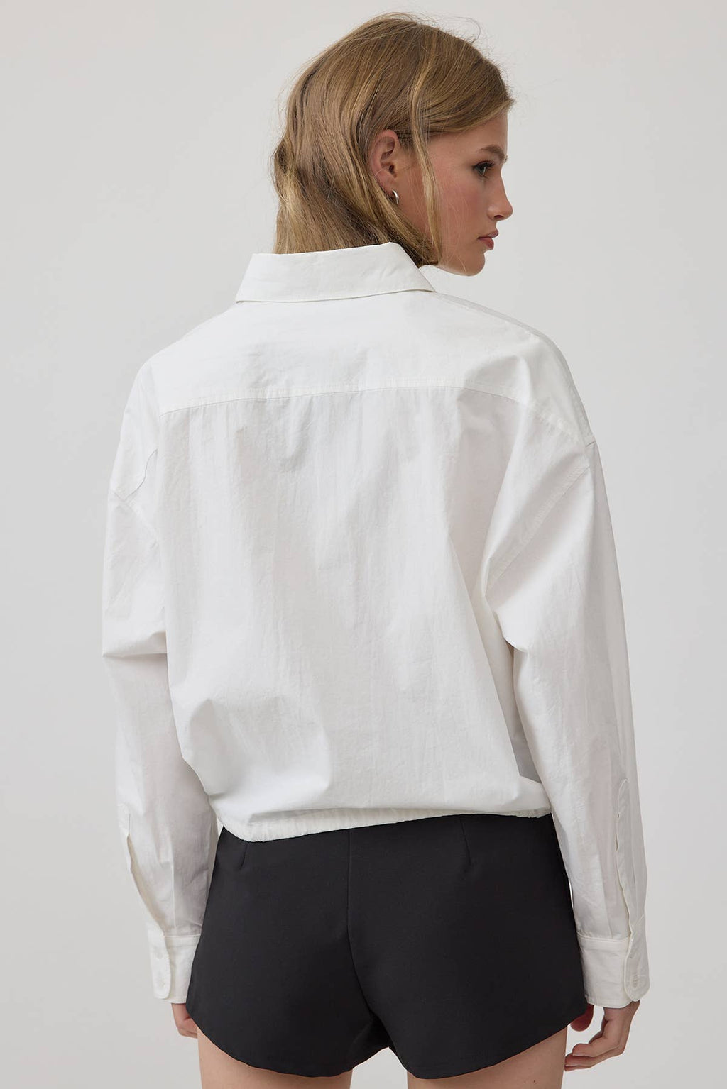 Avery Drawstring Hem Button Up Shirt
