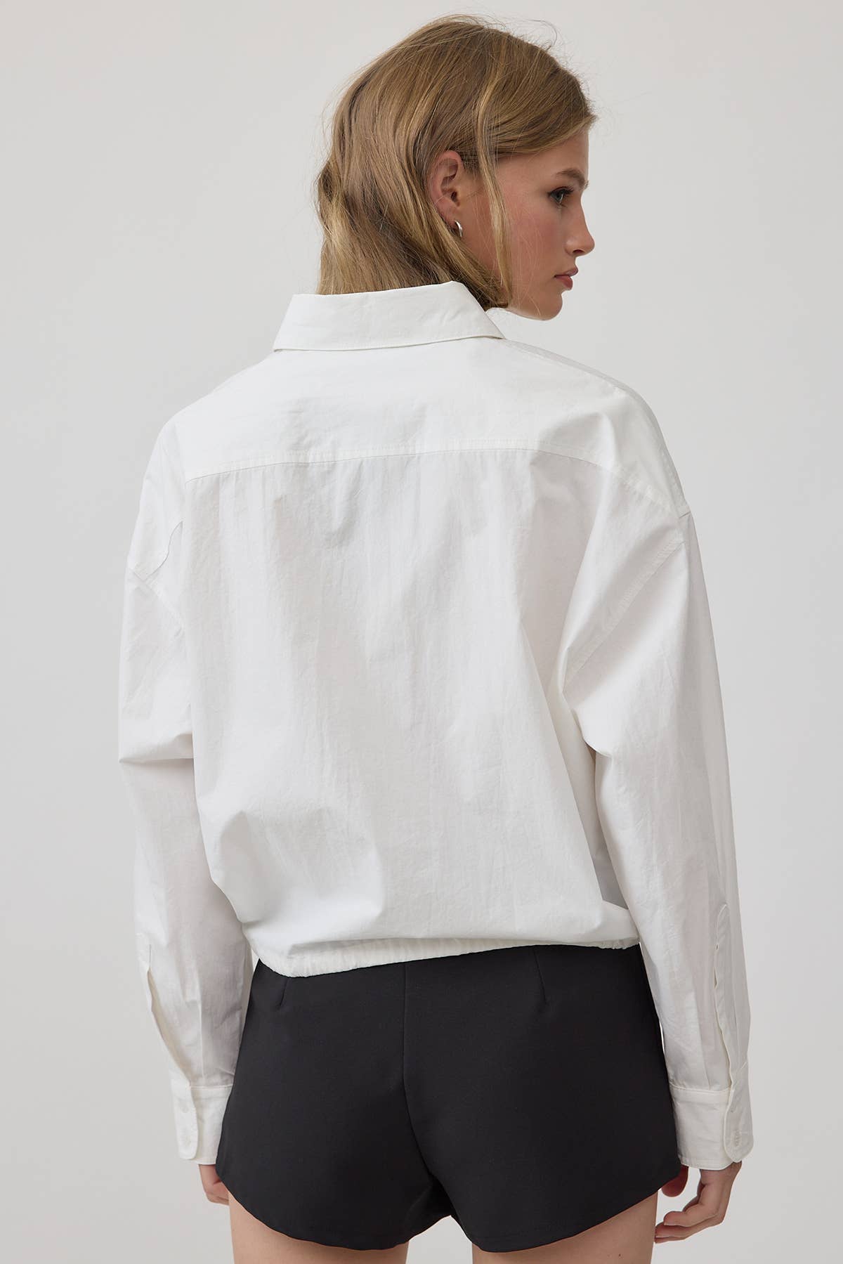 Avery Drawstring Hem Button Up Shirt