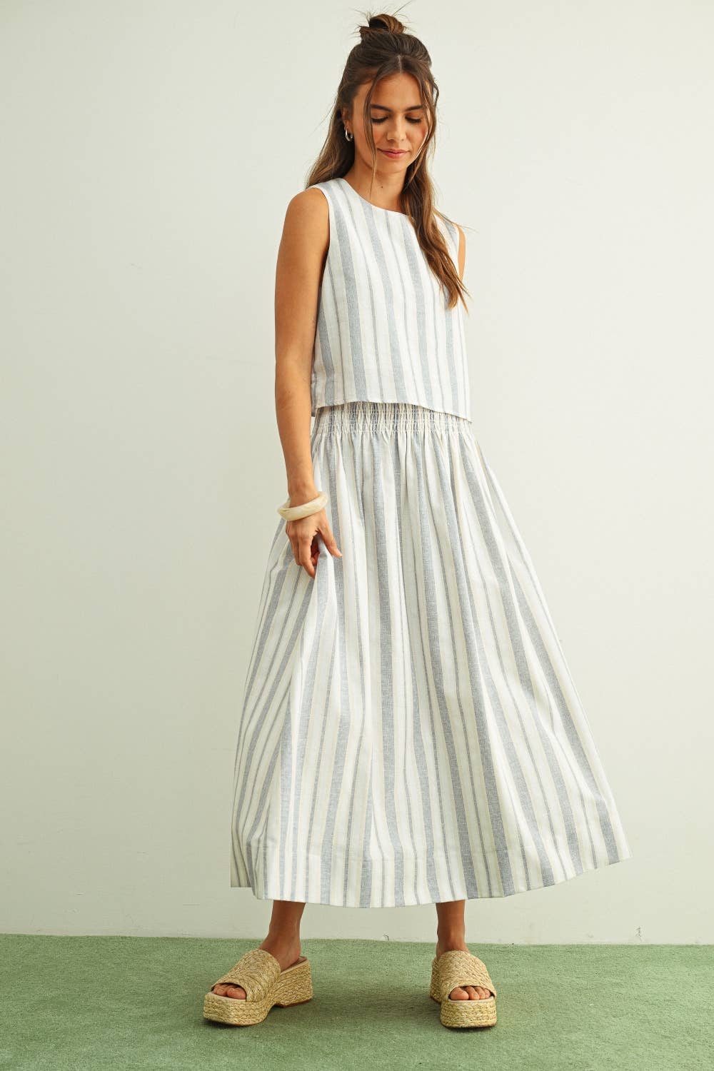 Blake Smocked Stripe Skirt
