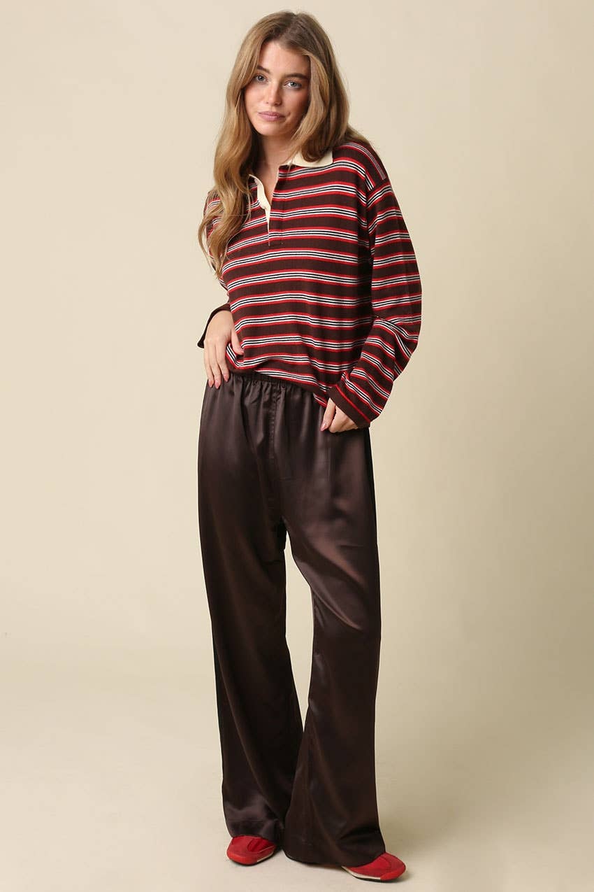 Lena Stripe Collared Knit Top