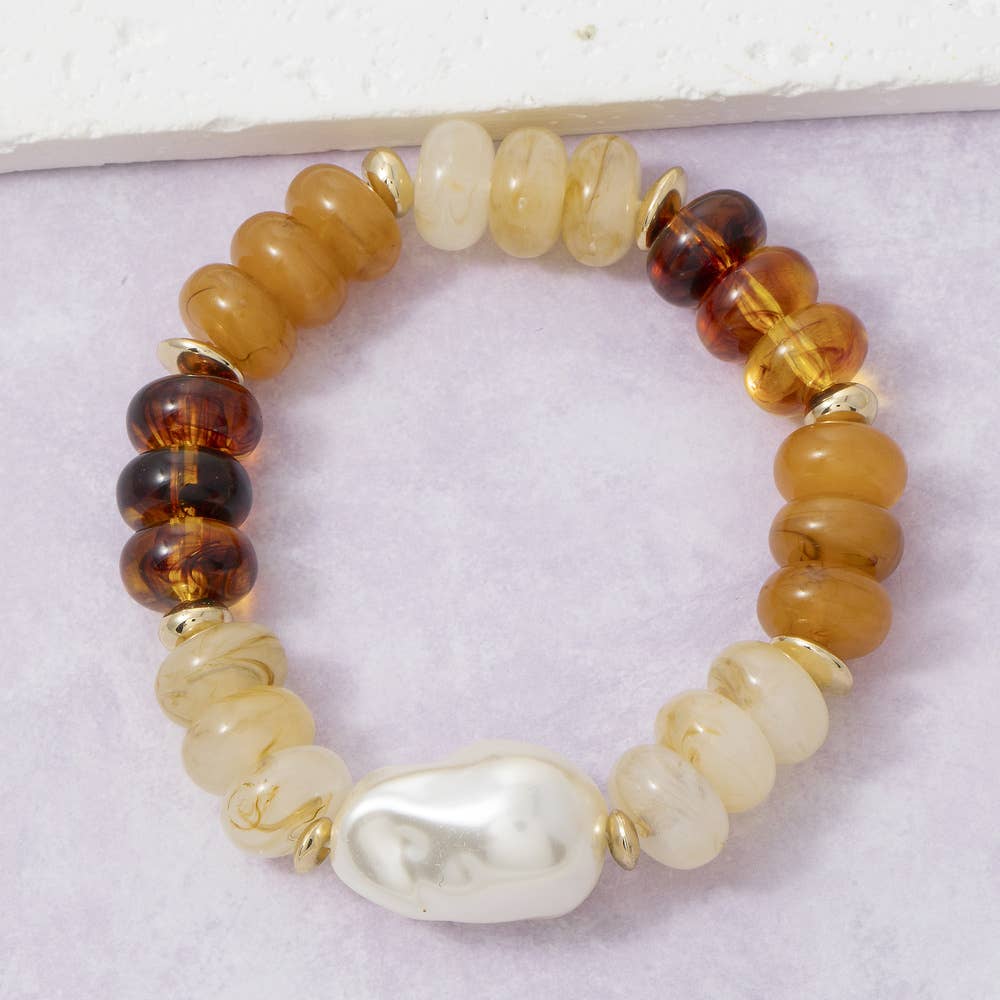 Baroque Pearl And Bead Stretch Bracelet