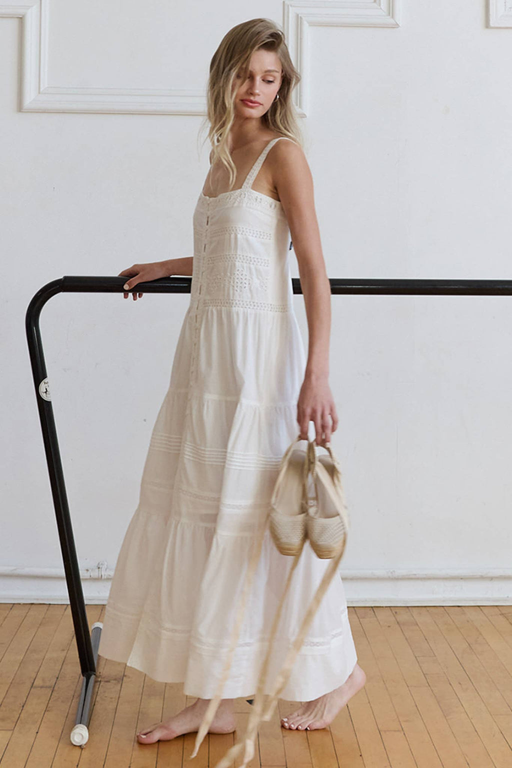 Tiered Woven Maxi with Lace Trim