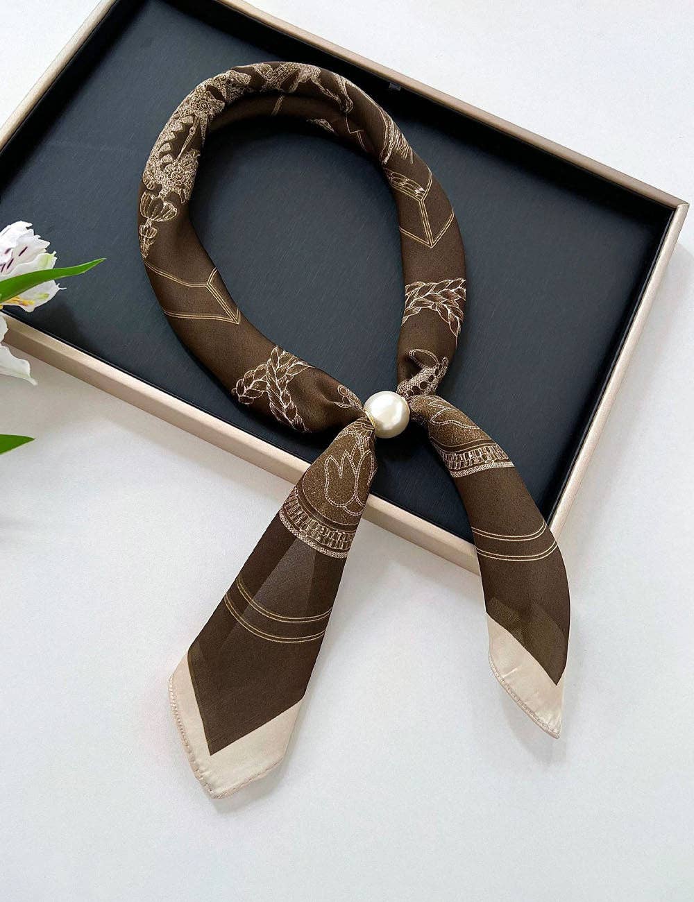The Pearl Silk Scarf: Brown