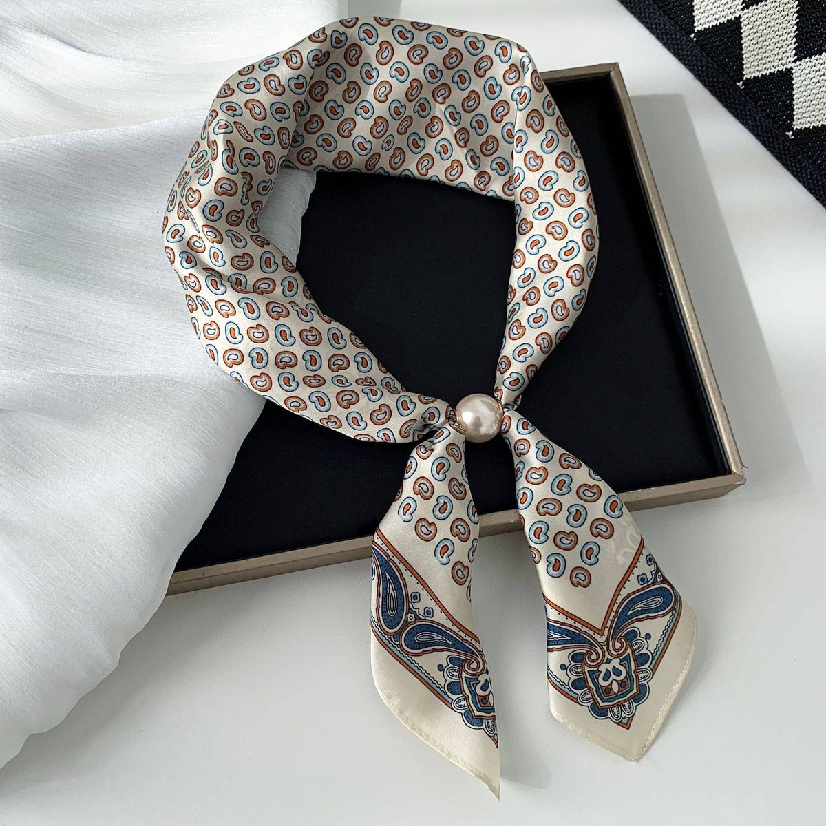 The Pearl Silk Scarf: Cream