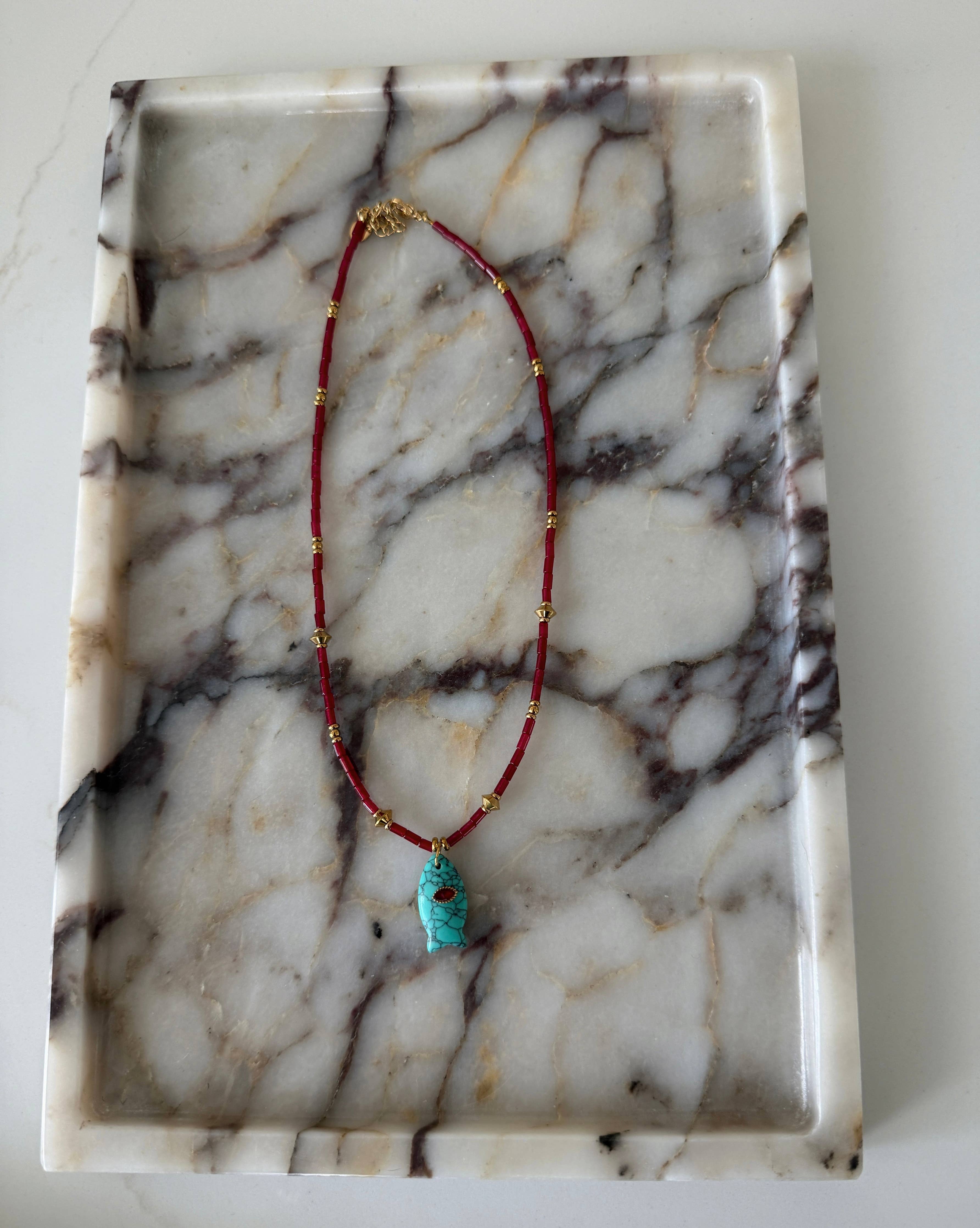 Sloane Necklace- Blue Fish