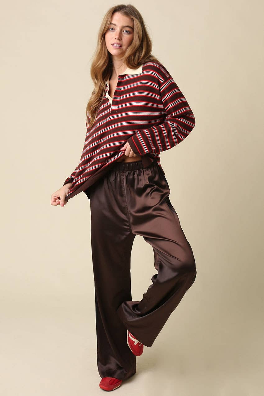 Lena Stripe Collared Knit Top