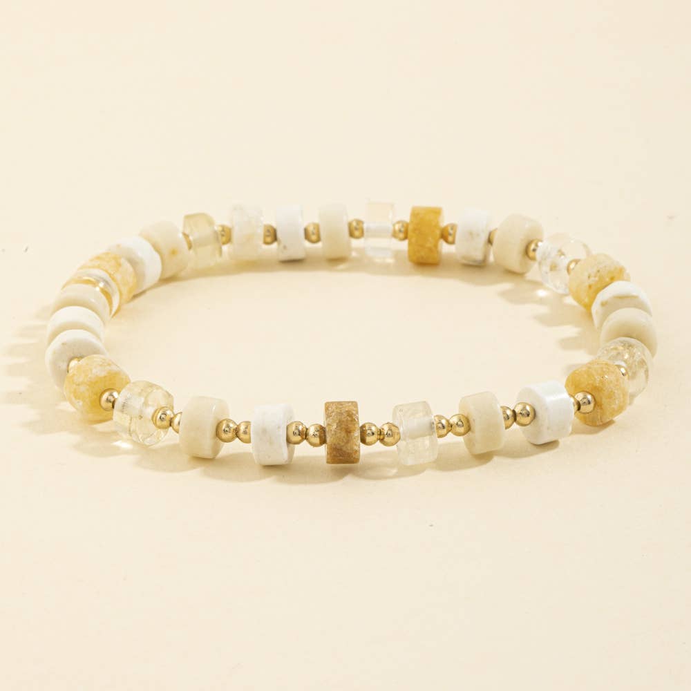 Semi Precious Disc Bead Stretch Bracelet