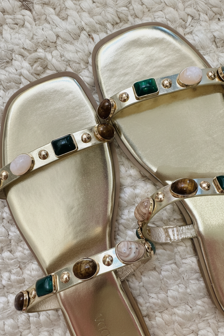 Gemstone Embellished Flat Sandal