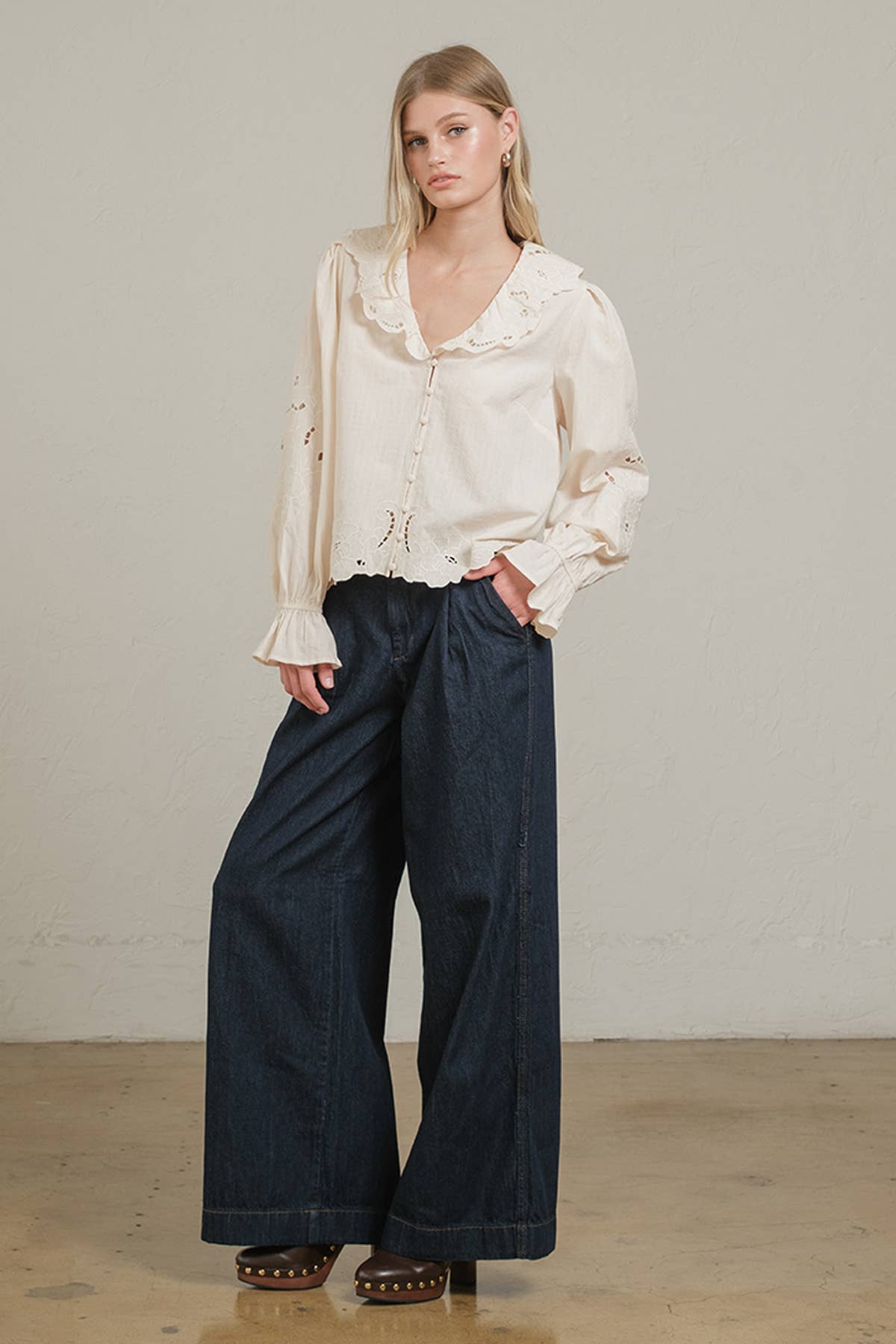 Emory Embroidered Eyelet Collar Blouse