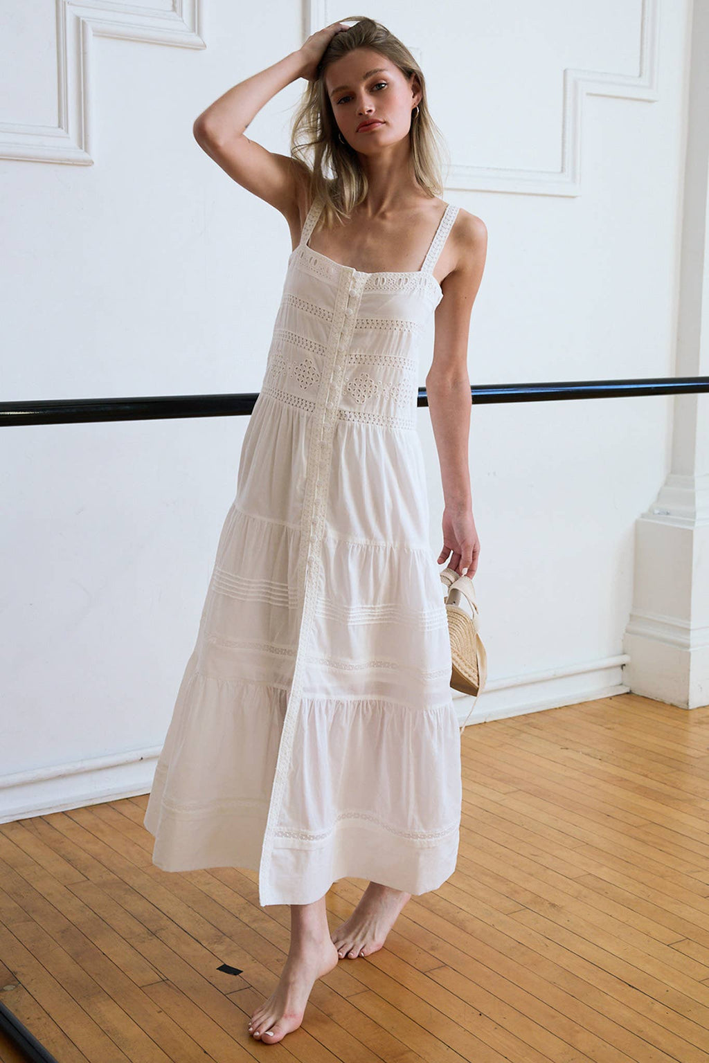 Tiered Woven Maxi with Lace Trim