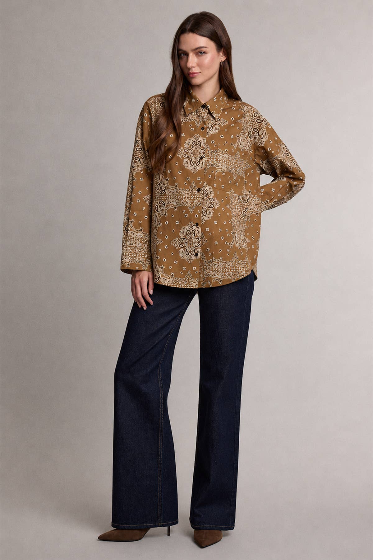 Bandana Print Button-Up Shirt