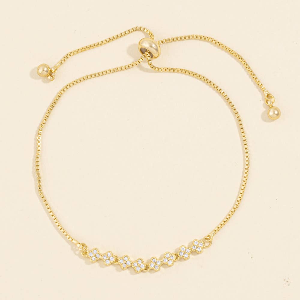 Pave Clover Slider Bracelet