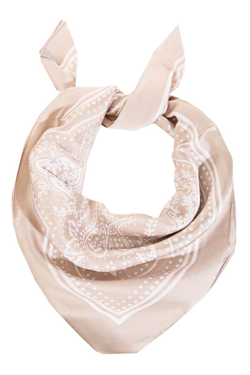 Beige Paisley Square Bandana Scarf