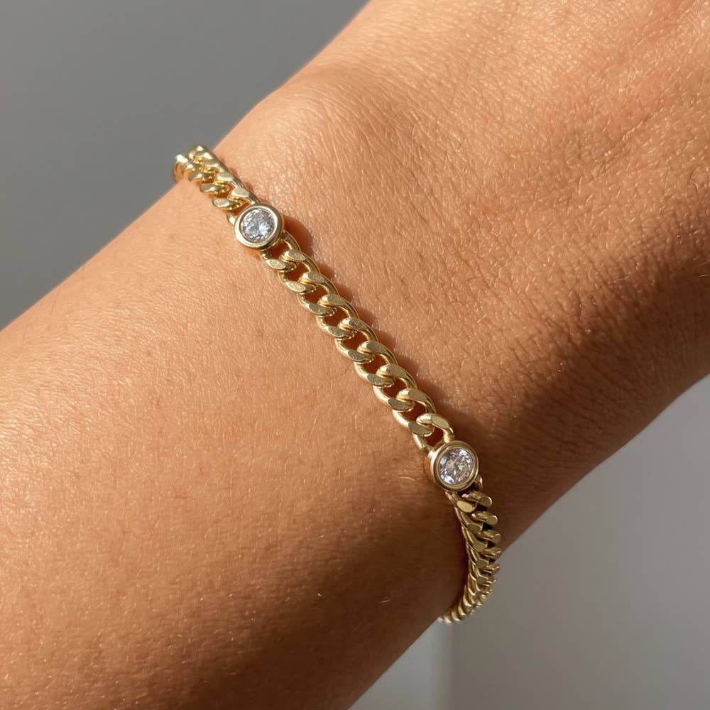 Bezel Curb Chain Bracelet