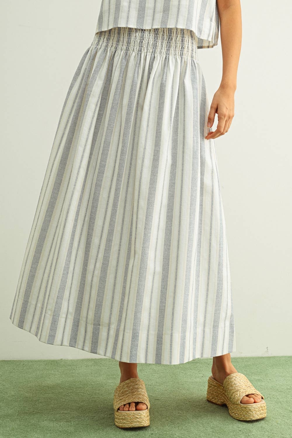 Blake Smocked Stripe Skirt
