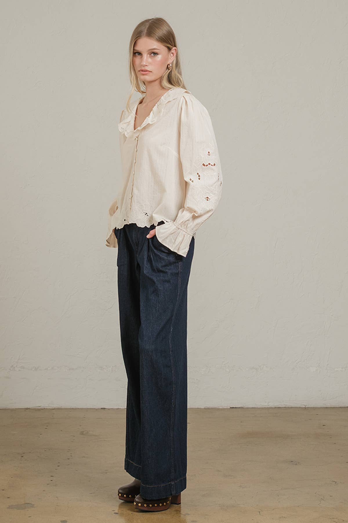 Emory Embroidered Eyelet Collar Blouse