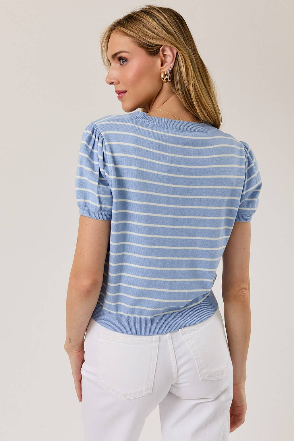 Alex Striped Puff Sleeve Sweater