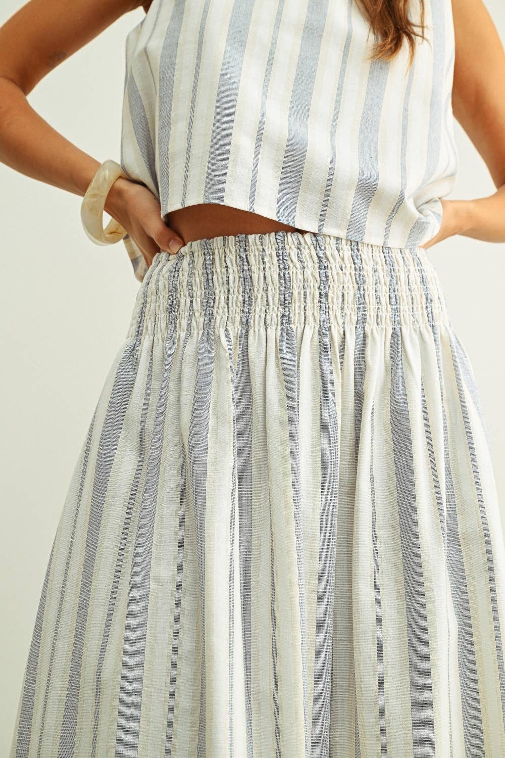 Blake Smocked Stripe Skirt