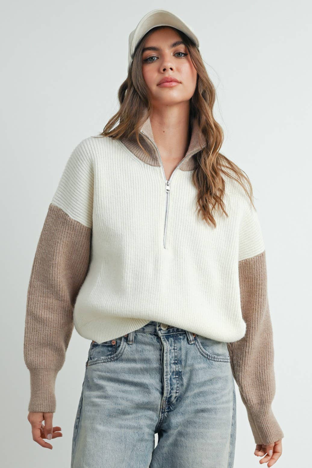 Color Block Half Zip Pullover