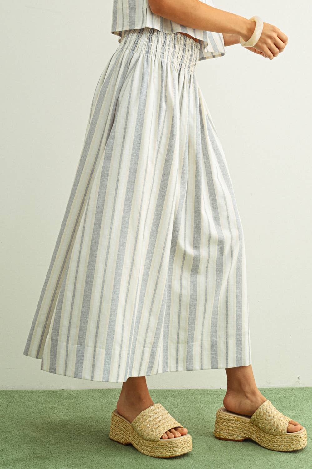 Blake Smocked Stripe Skirt