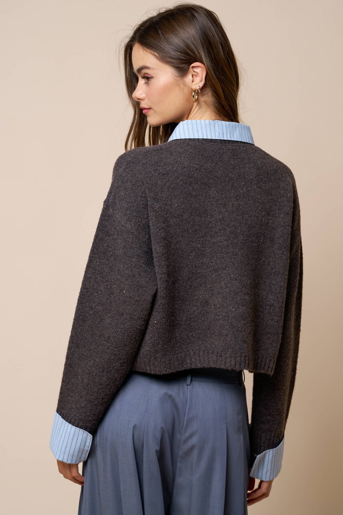 Layered Button Down Sweater Cardigan
