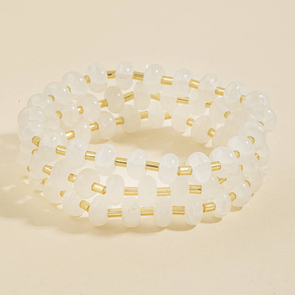 Marbled Stone Stretch Beaded Bracelet