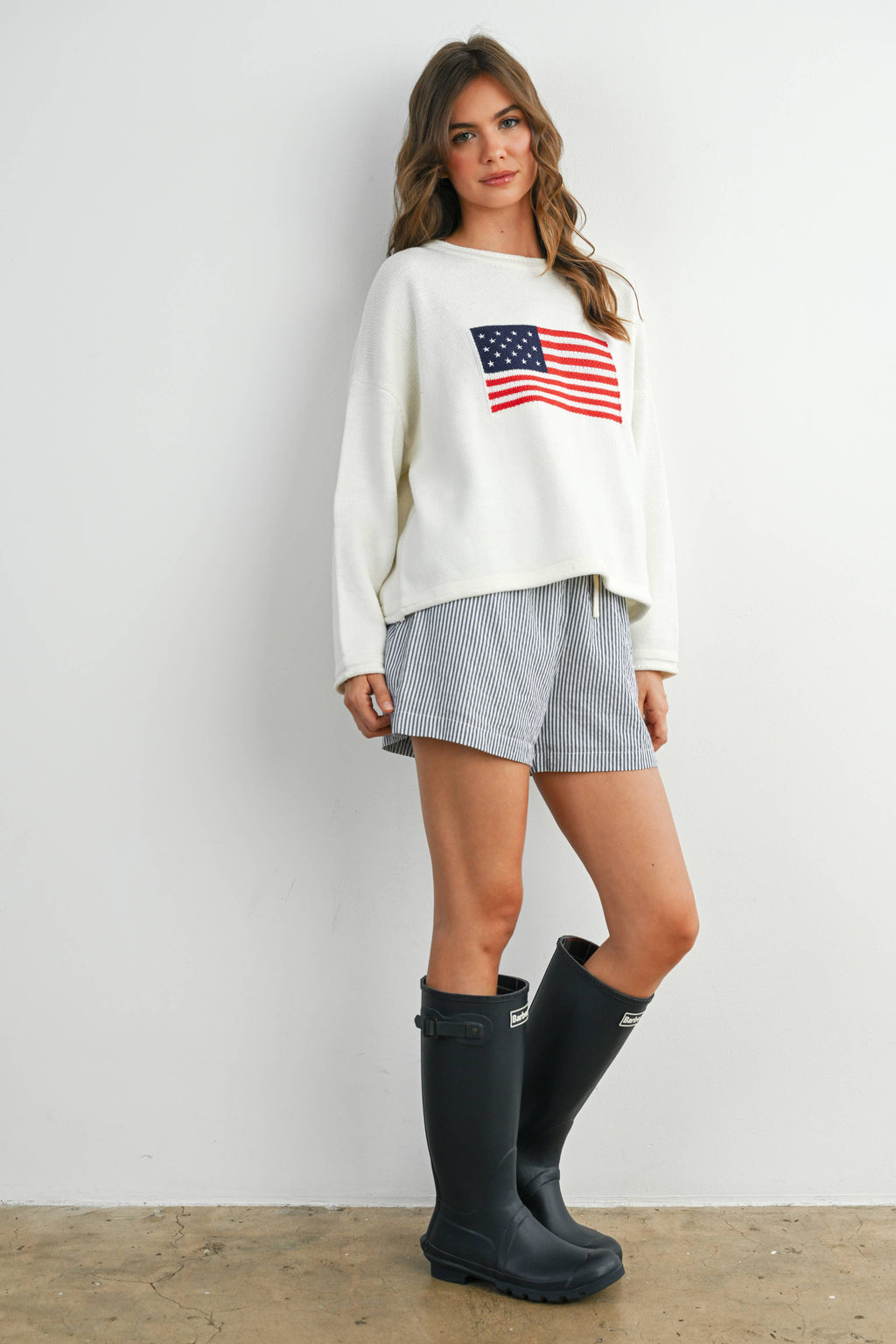 American Flag Roll Neck Sweater