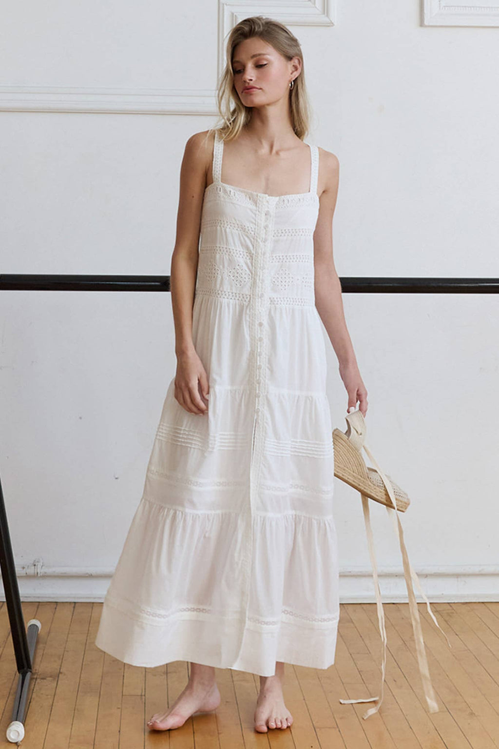 Tiered Woven Maxi with Lace Trim