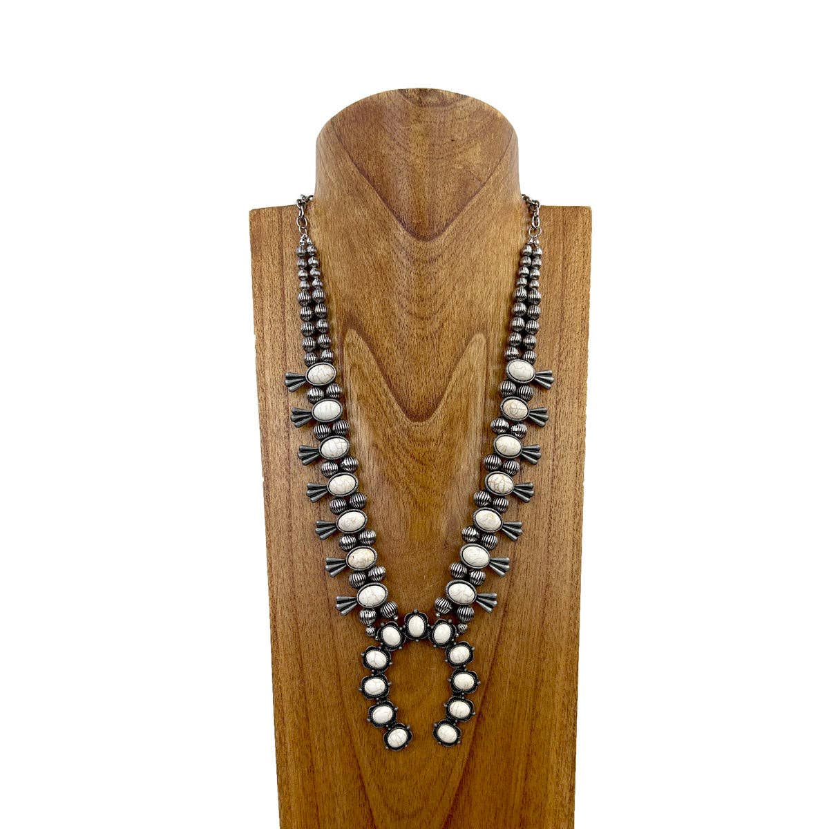 White Stone Squash Blossom Necklace