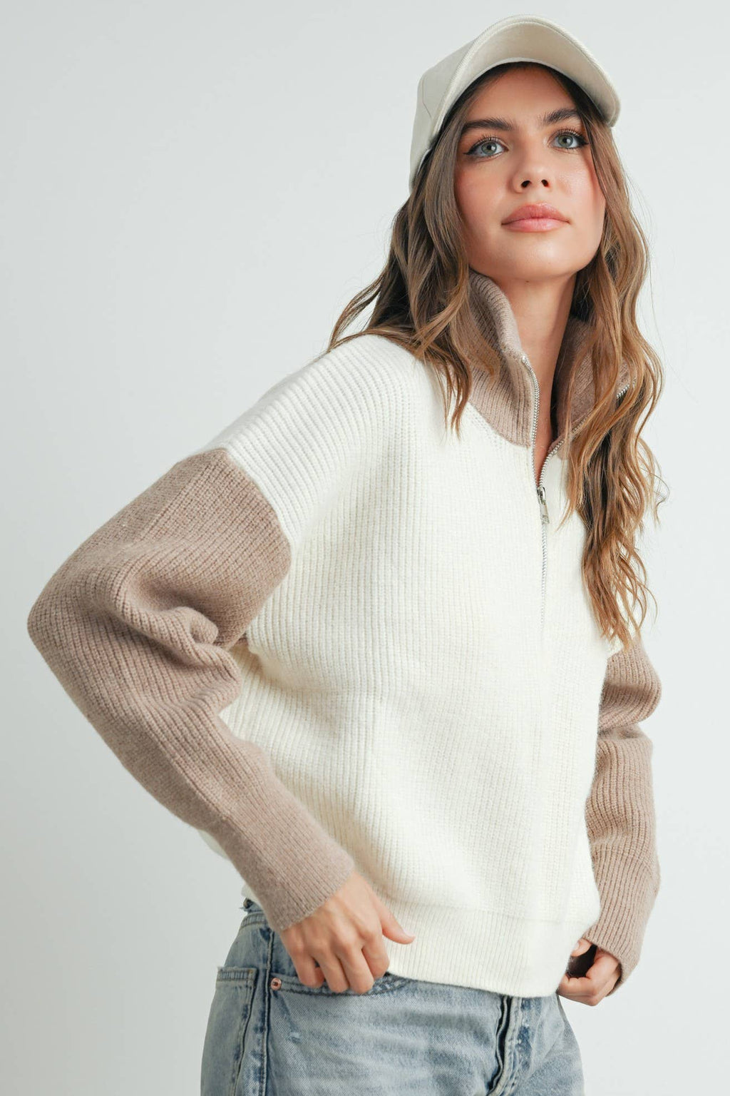 Color Block Half Zip Pullover