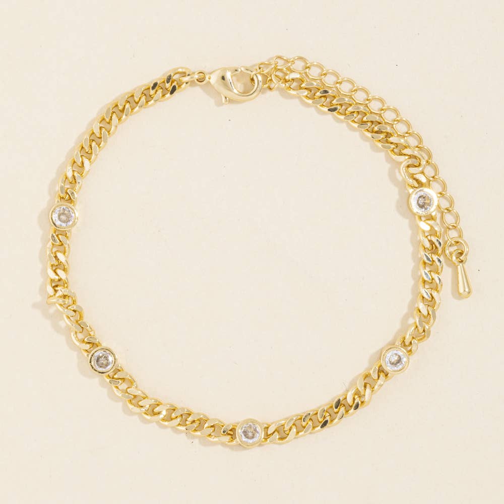 Bezel Curb Chain Bracelet