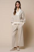 Audrey Stripe Drawstring Wide Leg Knit Pants