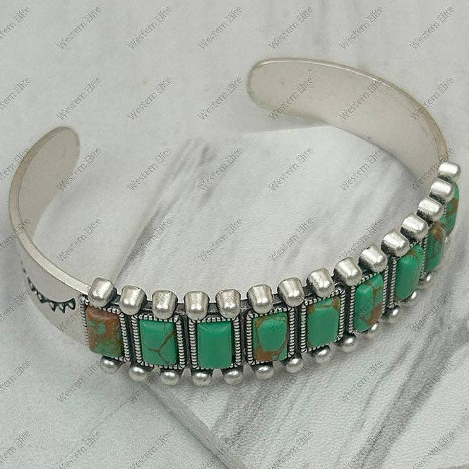 Shania Metal & Green Stone Bangle