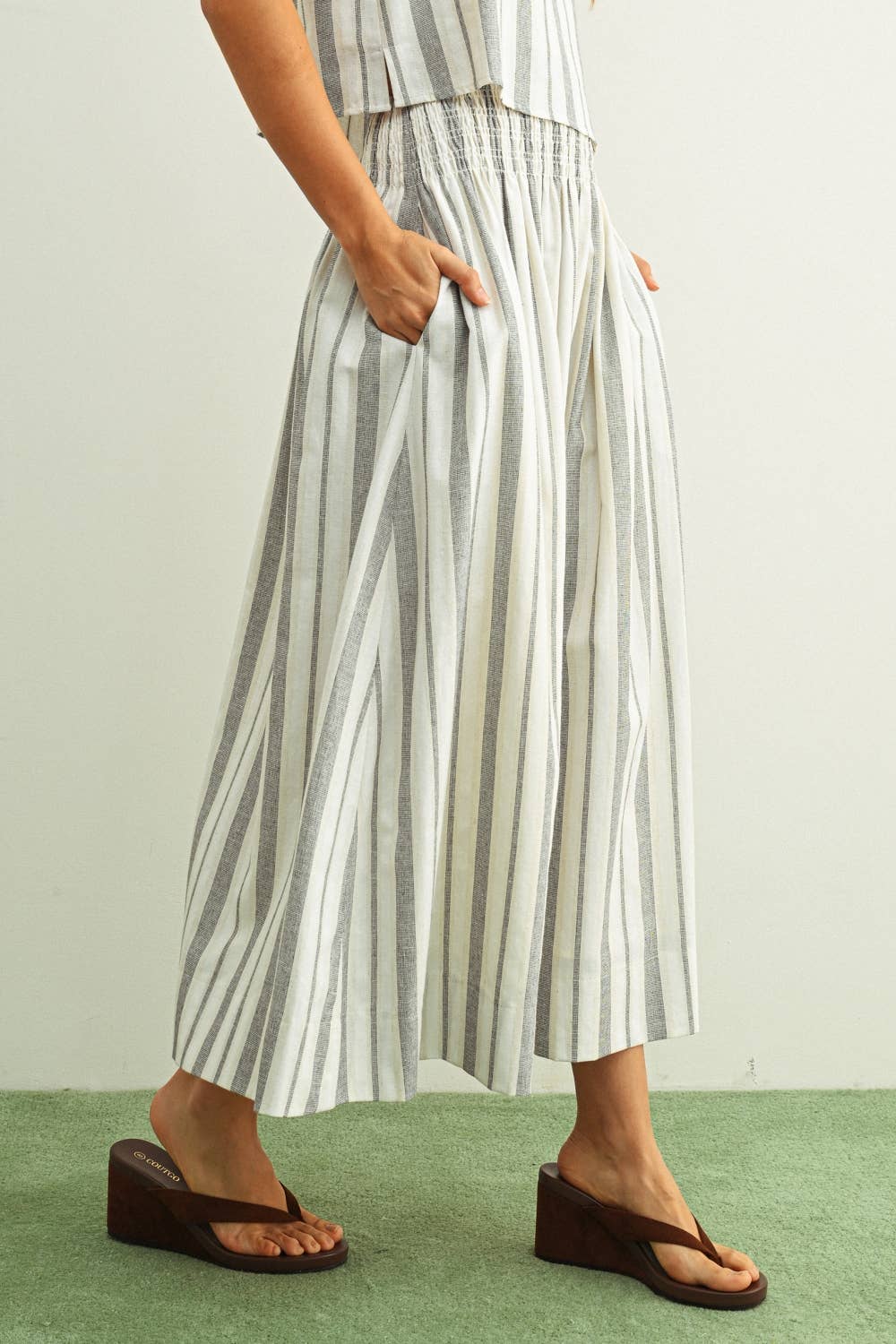 Blake Smocked Stripe Skirt