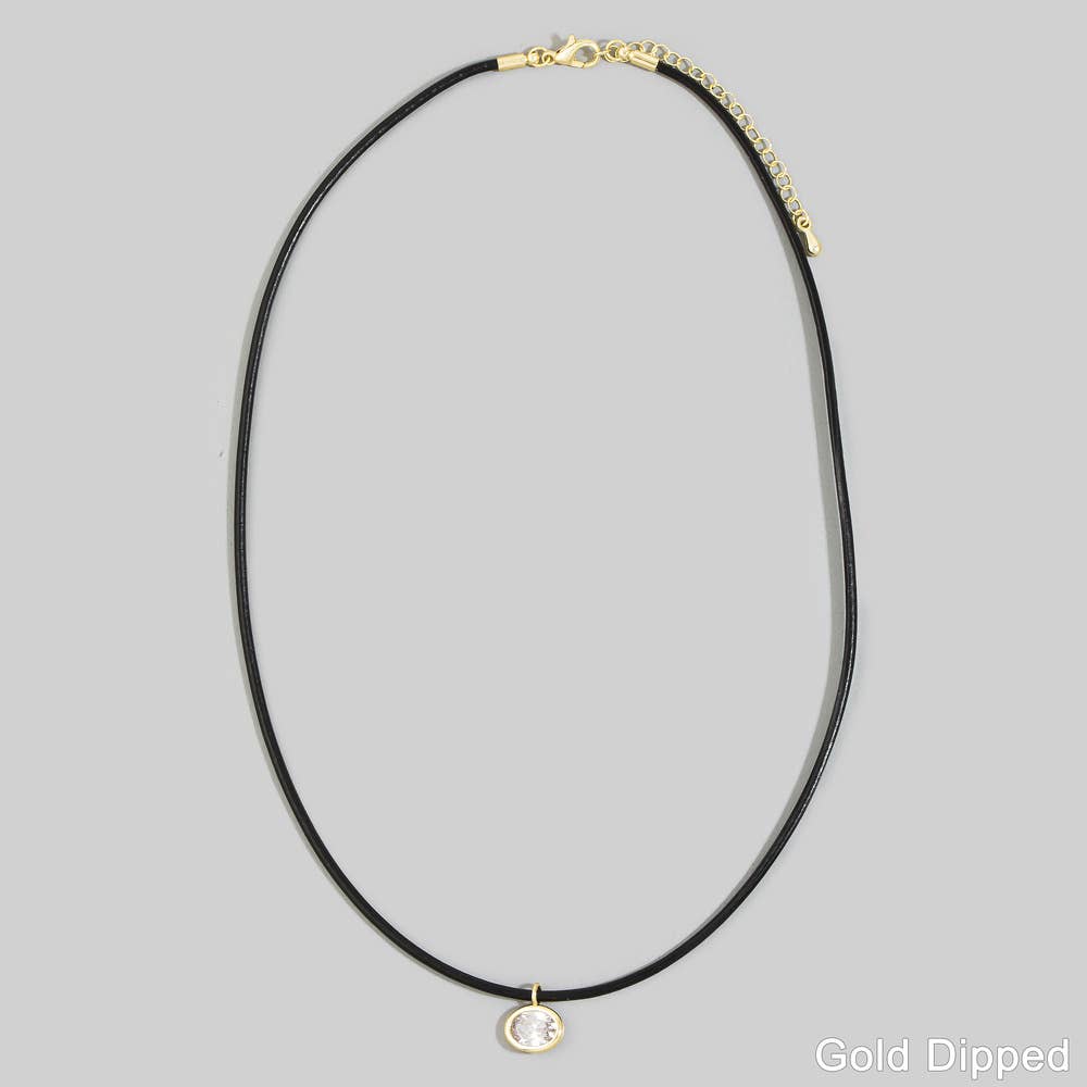 Oval Bezel Cord Pendant Necklace