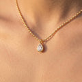 Teardrop Bezel Ball Chain Necklace