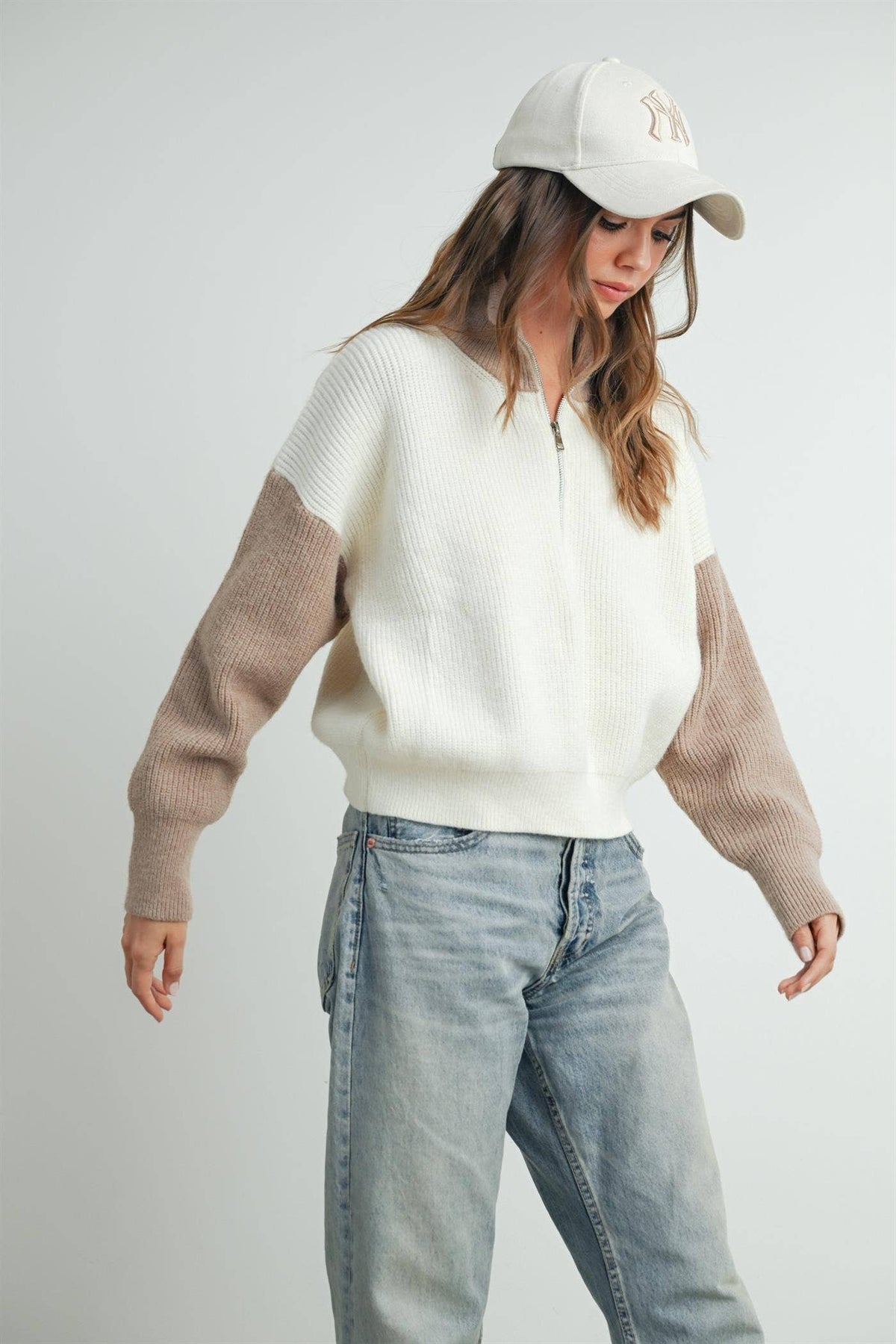 Color Block Half Zip Pullover