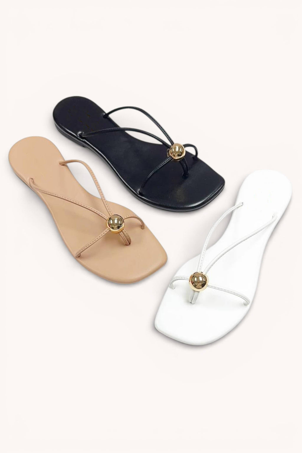 Square Toe Sandal with Gold Detail