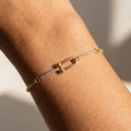 Pave Bar And U Link Box Chain Bracelet