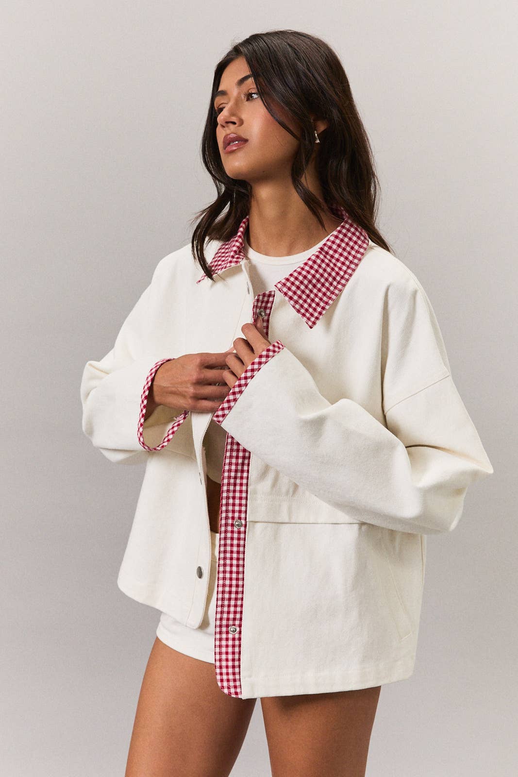 Sophie Gingham Contrast Trim Jacket