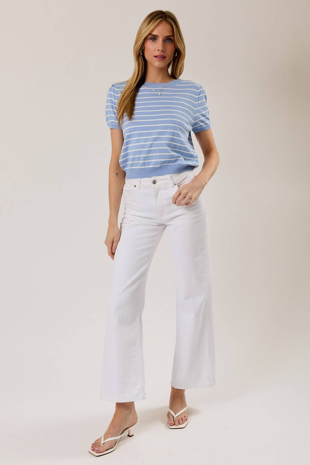 Alex Striped Puff Sleeve Sweater