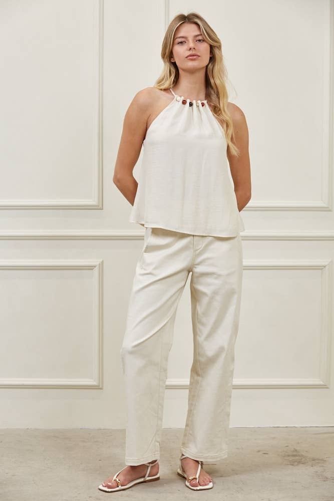 Celine Beaded Halter Top