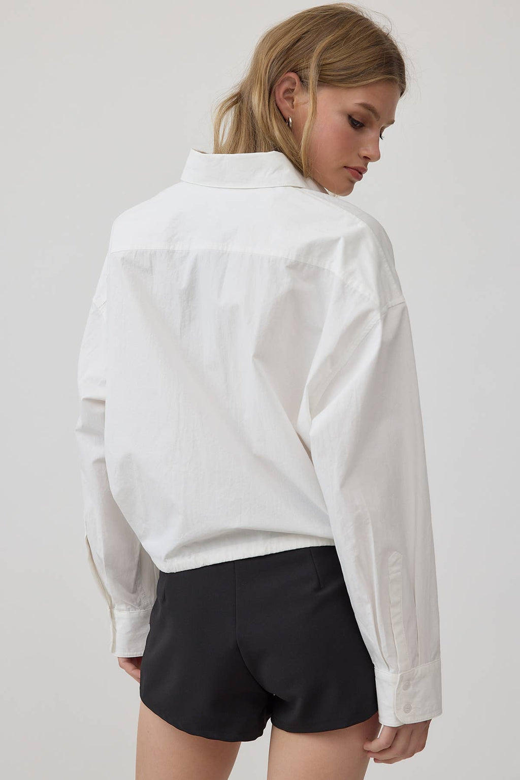 Avery Drawstring Hem Button Up Shirt