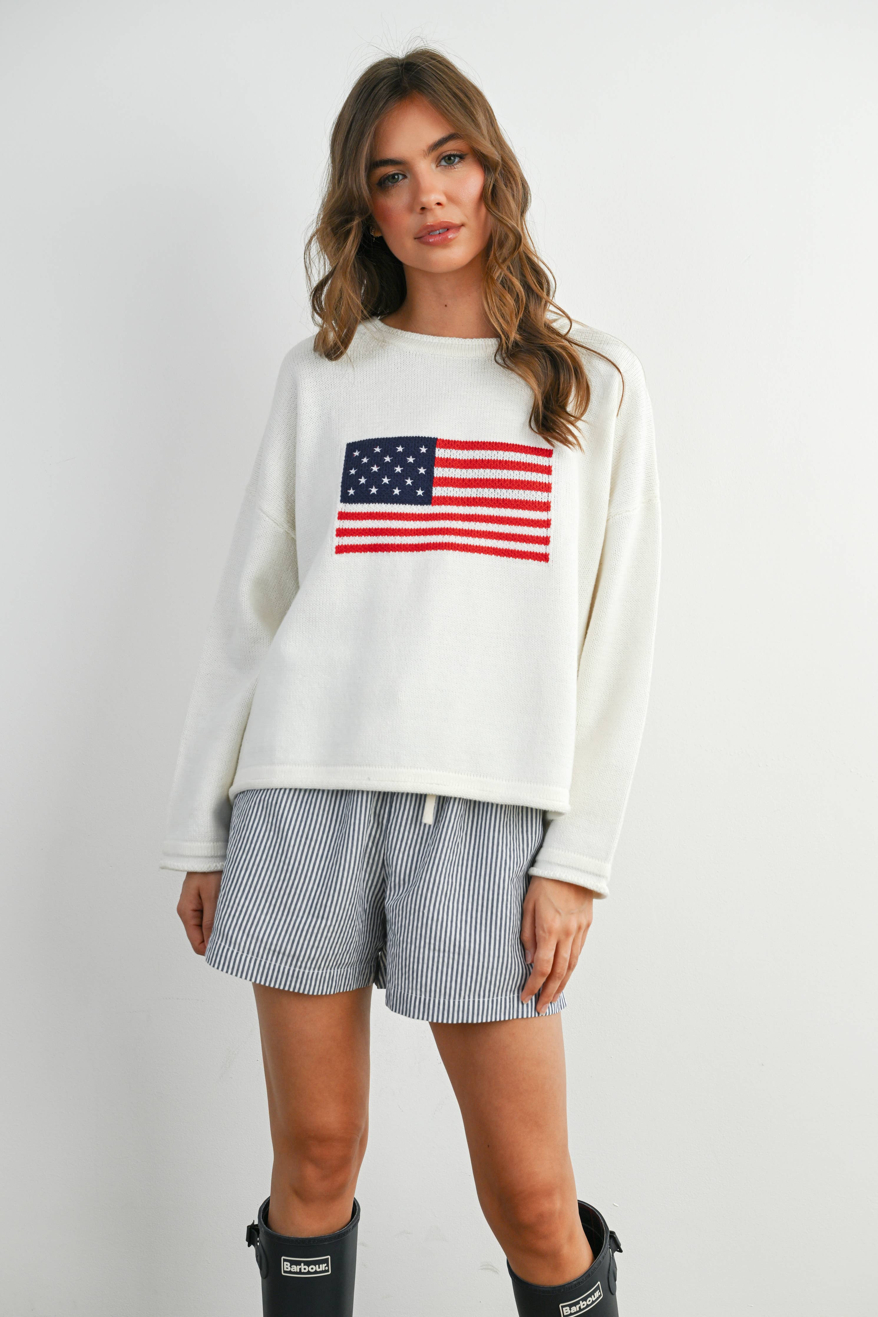 American Flag Roll Neck Sweater